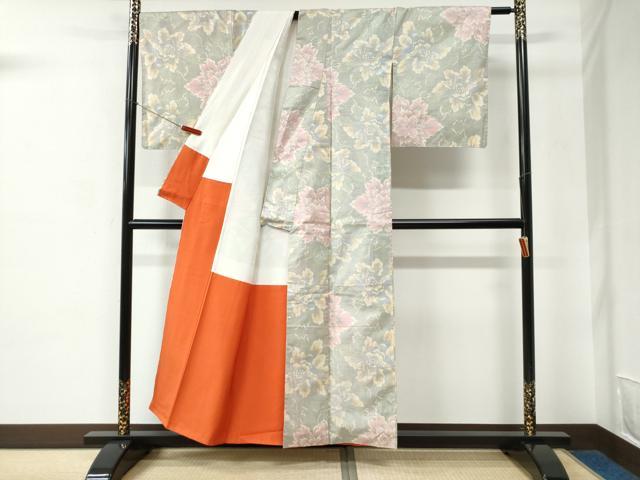 平和屋着物●本場大島紬　7マルキ　牡丹　正絹　逸品　CABC6523yc