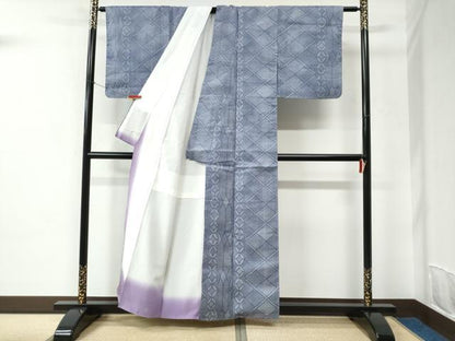 平和屋着物●本場染大島紬　七宝吉祥文　反端付き　正絹　逸品　未使用　CABC6525yc