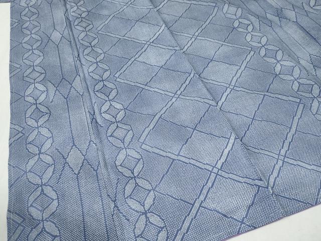 平和屋着物●本場染大島紬　七宝吉祥文　反端付き　正絹　逸品　未使用　CABC6525yc