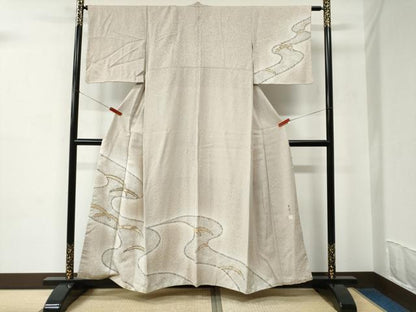 平和屋着物●染色作家　林淳一　訪問着　刺繍　芝草文　暈し染め　金糸　ますいわ屋扱い　正絹　逸品　CABC6527yc