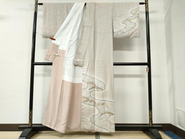 平和屋着物●染色作家　林淳一　訪問着　刺繍　芝草文　暈し染め　金糸　ますいわ屋扱い　正絹　逸品　CABC6527yc