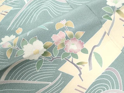 平和屋着物●訪問着　友禅　作家物　立波花筏文　暈し染め　正絹　逸品　CABC6529yc