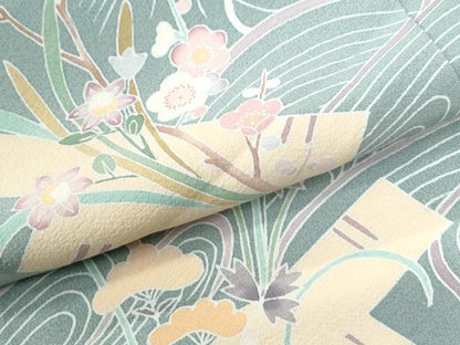 平和屋着物●訪問着　友禅　作家物　立波花筏文　暈し染め　正絹　逸品　CABC6529yc