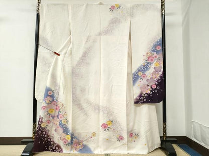 平和屋着物●豪華振袖　雪輪毬舞桜文　ラメ糸　暈し染め　金彩　正絹　逸品　CABC6530yc