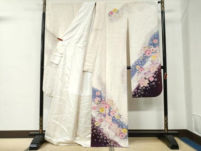 平和屋着物●豪華振袖　雪輪毬舞桜文　ラメ糸　暈し染め　金彩　正絹　逸品　CABC6530yc