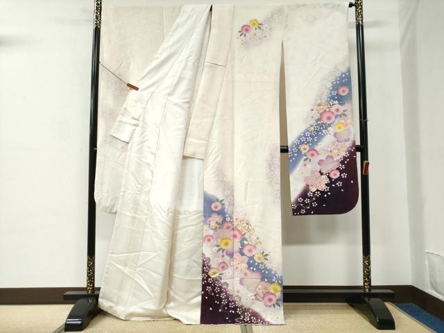 平和屋着物●豪華振袖　雪輪毬舞桜文　ラメ糸　暈し染め　金彩　正絹　逸品　CABC6530yc