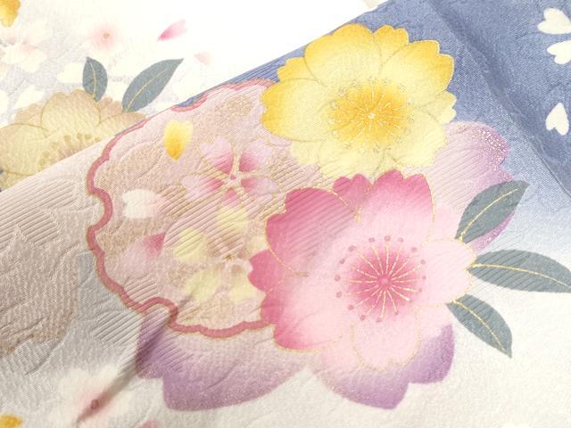 平和屋着物●豪華振袖　雪輪毬舞桜文　ラメ糸　暈し染め　金彩　正絹　逸品　CABC6530yc
