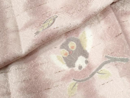 平和屋着物●長襦袢　無双仕立て　梟　フクロウ　正絹　逸品　CABC6533yc