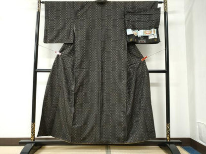平和屋着物●本場大島紬　7マルキ　泥染め　吉祥文　窪田織物謹製　証紙付き　正絹　逸品　CABC6535yc
