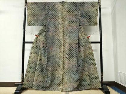 平和屋着物●上質な紬　杢目絞り　正絹　逸品　CABC6536yc