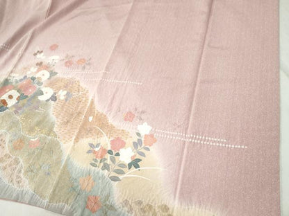平和屋着物●訪問着　草花文　暈し染め　金彩　正絹　逸品　CABC6537yc