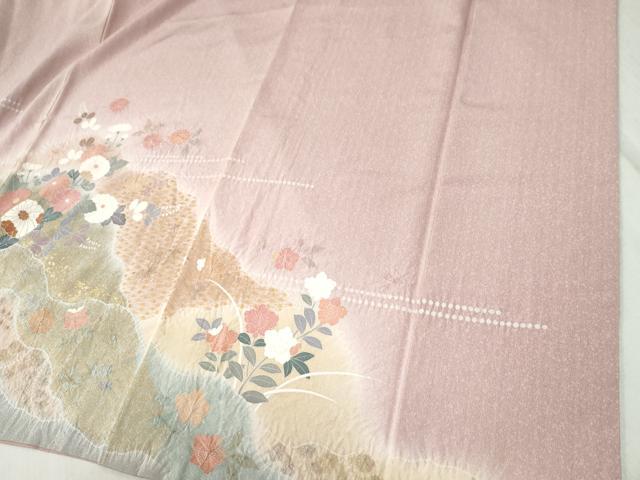 平和屋着物●訪問着　草花文　暈し染め　金彩　正絹　逸品　CABC6537yc