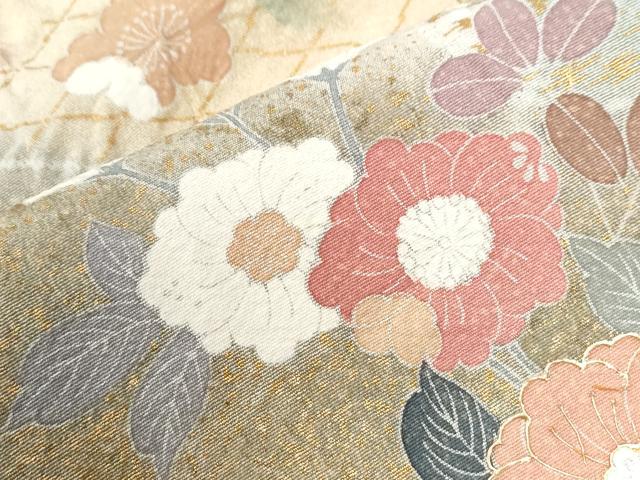 平和屋着物●訪問着　草花文　暈し染め　金彩　正絹　逸品　CABC6537yc