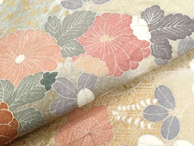 平和屋着物●訪問着　草花文　暈し染め　金彩　正絹　逸品　CABC6537yc