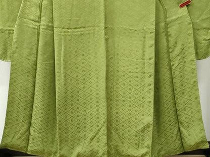 平和屋着物●豪華振袖　菱花地紋　青丹色　正絹　逸品　CABC6538yc