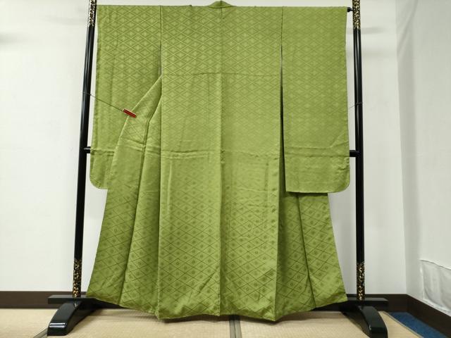 平和屋着物●豪華振袖　菱花地紋　青丹色　正絹　逸品　CABC6538yc