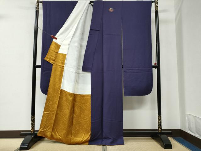 平和屋着物●豪華振袖　霞吉祥地紋　深紫色　正絹　逸品　CABC6539yc