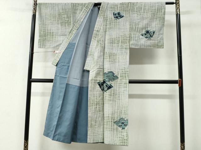平和屋着物●男性　訪問着　紬地　舞花文　正絹　逸品　未使用　CABC6541yc