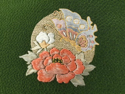 平和屋着物●豪華振袖　色無地　苔色　鬼しぼ縮緬　正絹　逸品　CABC6543yc