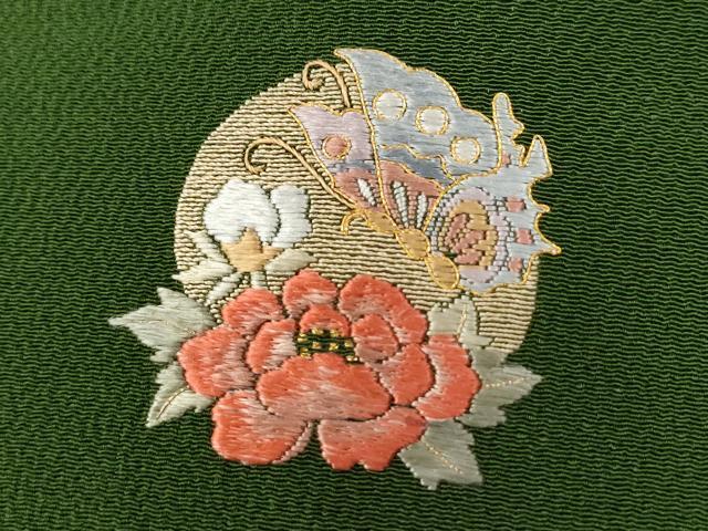 平和屋着物●豪華振袖　色無地　苔色　鬼しぼ縮緬　正絹　逸品　CABC6543yc