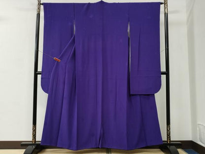 平和屋着物●世界的ファッションデザイナー　山本寛斎　kansaiブランド　振袖　舞花地紋　葡萄色　正絹　逸品　CABC6545yc