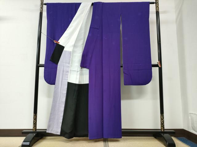 平和屋着物●世界的ファッションデザイナー　山本寛斎　kansaiブランド　振袖　舞花地紋　葡萄色　正絹　逸品　CABC6545yc