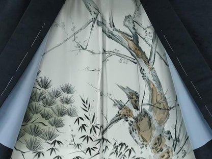 平和屋着物●男性 紬 髭紬羽織セット 色無地 濃紺地 正絹 逸品 未使用 CABC6548yc