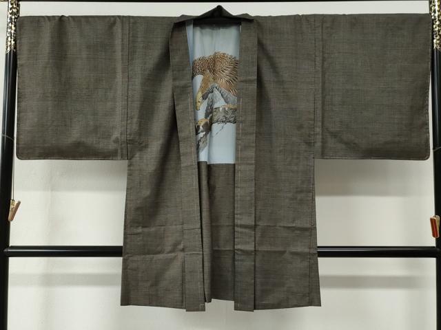 平和屋着物●男性 本場大島紬 アンサンブル 100亀甲 総詰め 羽裏：鷹 キングサイズ 正絹 逸品 未使用 CABC6549yc