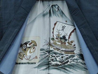 平和屋着物●男性 本場大島紬 アンサンブル・長襦袢セット 100亀甲 総詰め 正絹 逸品 未使用 CABC6551yc