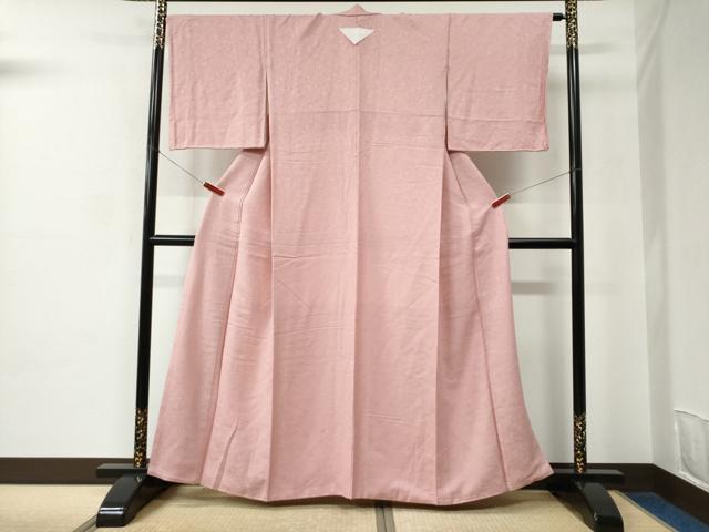 平和屋着物●上質な色無地　飛鶴草花地紋　虹色　正絹　逸品　未使用　CABC6553yc