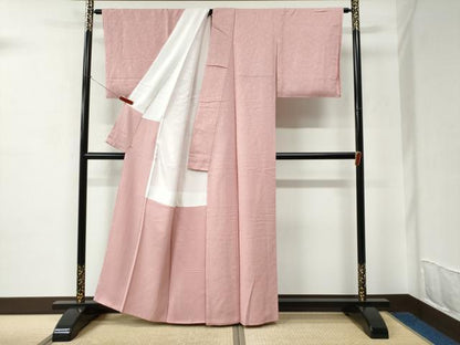 平和屋着物●上質な色無地　飛鶴草花地紋　虹色　正絹　逸品　未使用　CABC6553yc