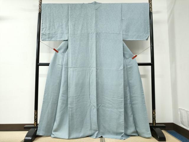 平和屋着物●上質な色無地 南天地紋 秘色色 正絹 逸品 未使用 CABC6554yc