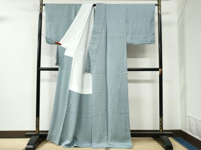 平和屋着物●上質な色無地 南天地紋 秘色色 正絹 逸品 未使用 CABC6554yc