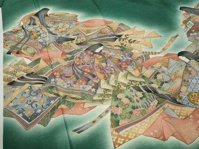 平和屋着物●友禅師・京の名工・伝統工芸士・樽本伊勢蔵 訪問着 十二単 暈し染め 正絹 逸品 CABC6555yc