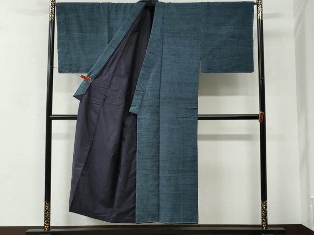 平和屋着物●男性 六條 ゆきやま紬 アンサンブル 霞文 証紙付き 正絹 逸品 未使用 CABC6557yc