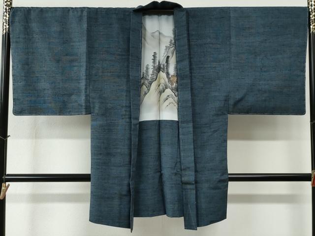 平和屋着物●男性 六條 ゆきやま紬 アンサンブル 霞文 証紙付き 正絹 逸品 未使用 CABC6557yc