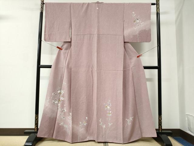平和屋着物●訪問着 友禅 南天草花文 暈し染め 正絹 逸品 CABC6560yc