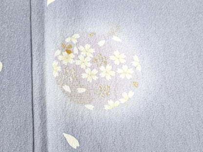 平和屋着物●訪問着　舞桜文　蛍暈し　金彩　正絹　逸品　CABC6566yc