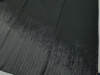 平和屋着物●訪問着 霞文 黒地 銀糸 ロング丈 正絹 逸品 CABC6567yc