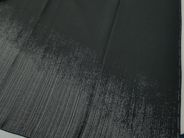 平和屋着物●訪問着 霞文 黒地 銀糸 ロング丈 正絹 逸品 CABC6567yc