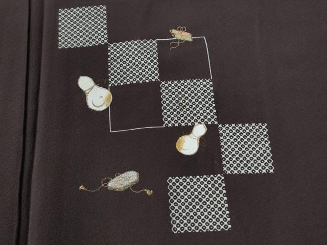 平和屋着物●訪問着　刺繍　瓢箪　打ち出の小槌　金彩　正絹　逸品　CABC6570yc