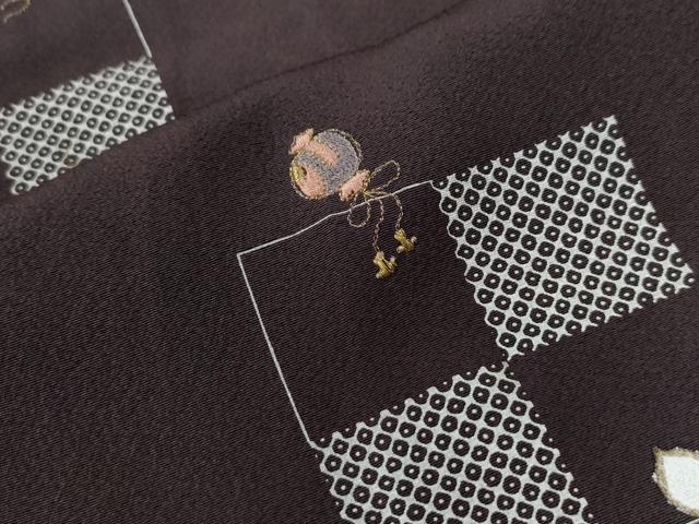 平和屋着物●訪問着　刺繍　瓢箪　打ち出の小槌　金彩　正絹　逸品　CABC6570yc