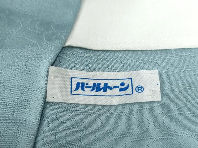 平和屋着物●上質な色無地　寿光織　秋草地紋　白藍色　反端付き　正絹　逸品　CABC6574yc