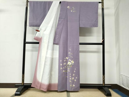 平和屋着物●訪問着　友禅　草花文　正絹　逸品　未使用　CABC6575yc
