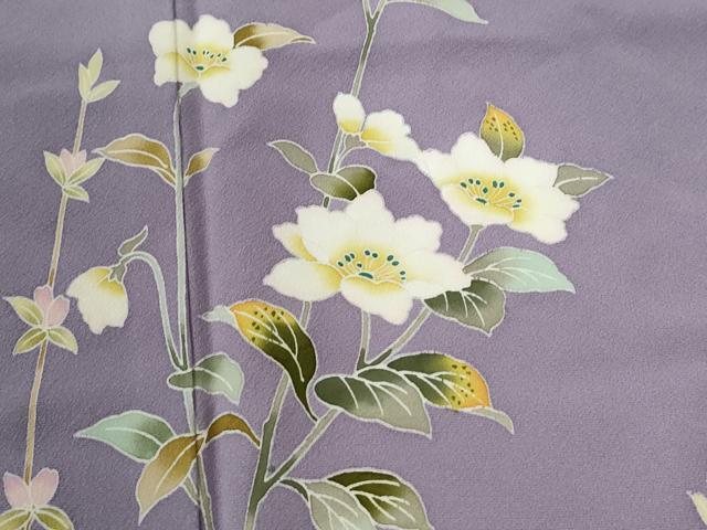 平和屋着物●訪問着　友禅　草花文　正絹　逸品　未使用　CABC6575yc