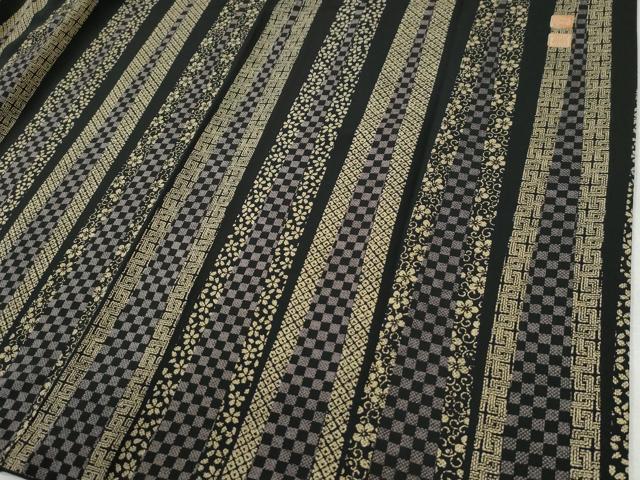 平和屋着物●京の名工　雛屋友禅　稲垣智司　訪問着　市松花唐草文　黒地　正絹　逸品　CABC6576yc