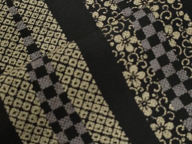 平和屋着物●京の名工　雛屋友禅　稲垣智司　訪問着　市松花唐草文　黒地　正絹　逸品　CABC6576yc