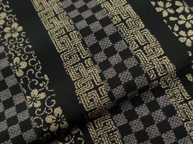 平和屋着物●京の名工　雛屋友禅　稲垣智司　訪問着　市松花唐草文　黒地　正絹　逸品　CABC6576yc