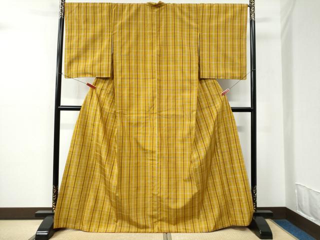 平和屋着物●無形文化財　本場黄八丈　近藤傳　草木染　手織　紬　正絹　逸品　CABC6577yc