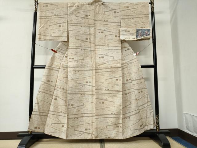 平和屋着物●ぜんまい絣　吉祥文　証紙付き　正絹　逸品　CABC6579yc